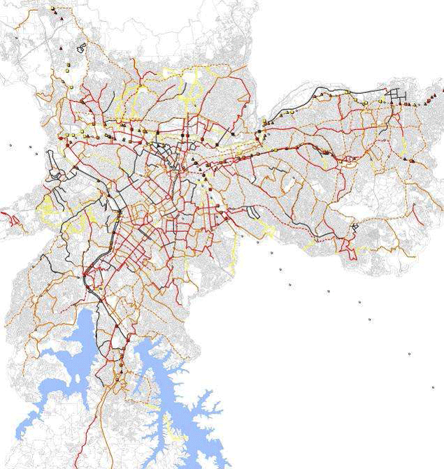 Mapa que integra o Plano de Mobilidade de São Paulo - Modo Bicicleta 