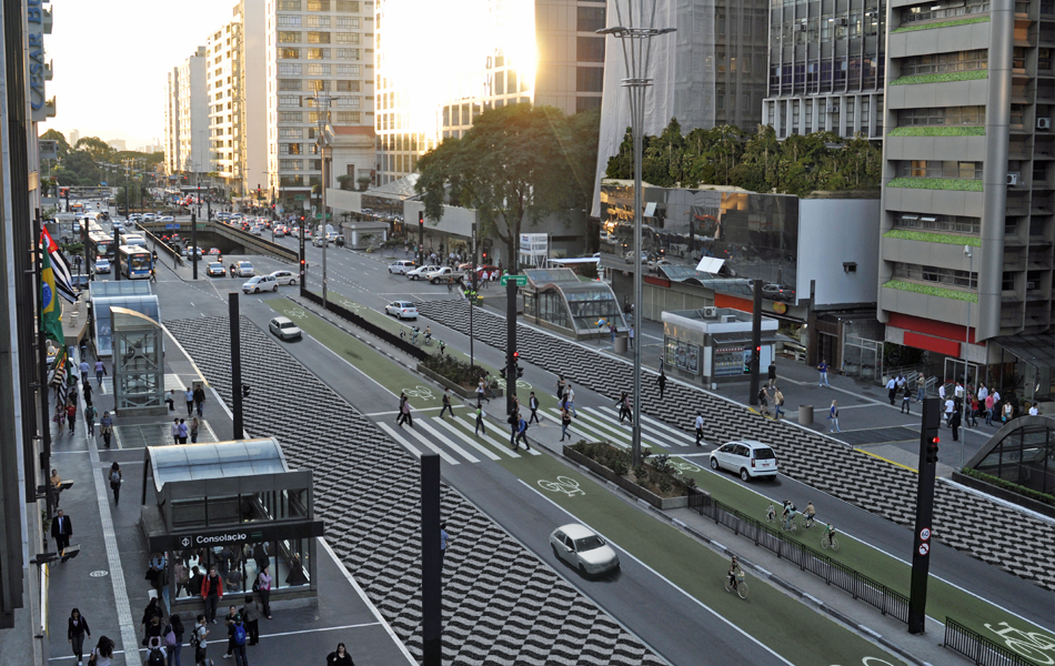 Uma Avenida Paulista com mais espaço para pedestres e bicicletas.